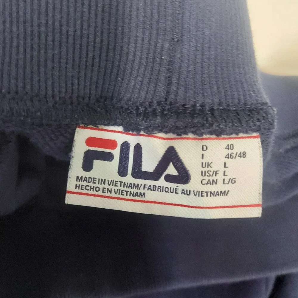 FILA Logo Navy Blue Lounge Pants Drawstring Sweatpants Mens Large L‎ Casual